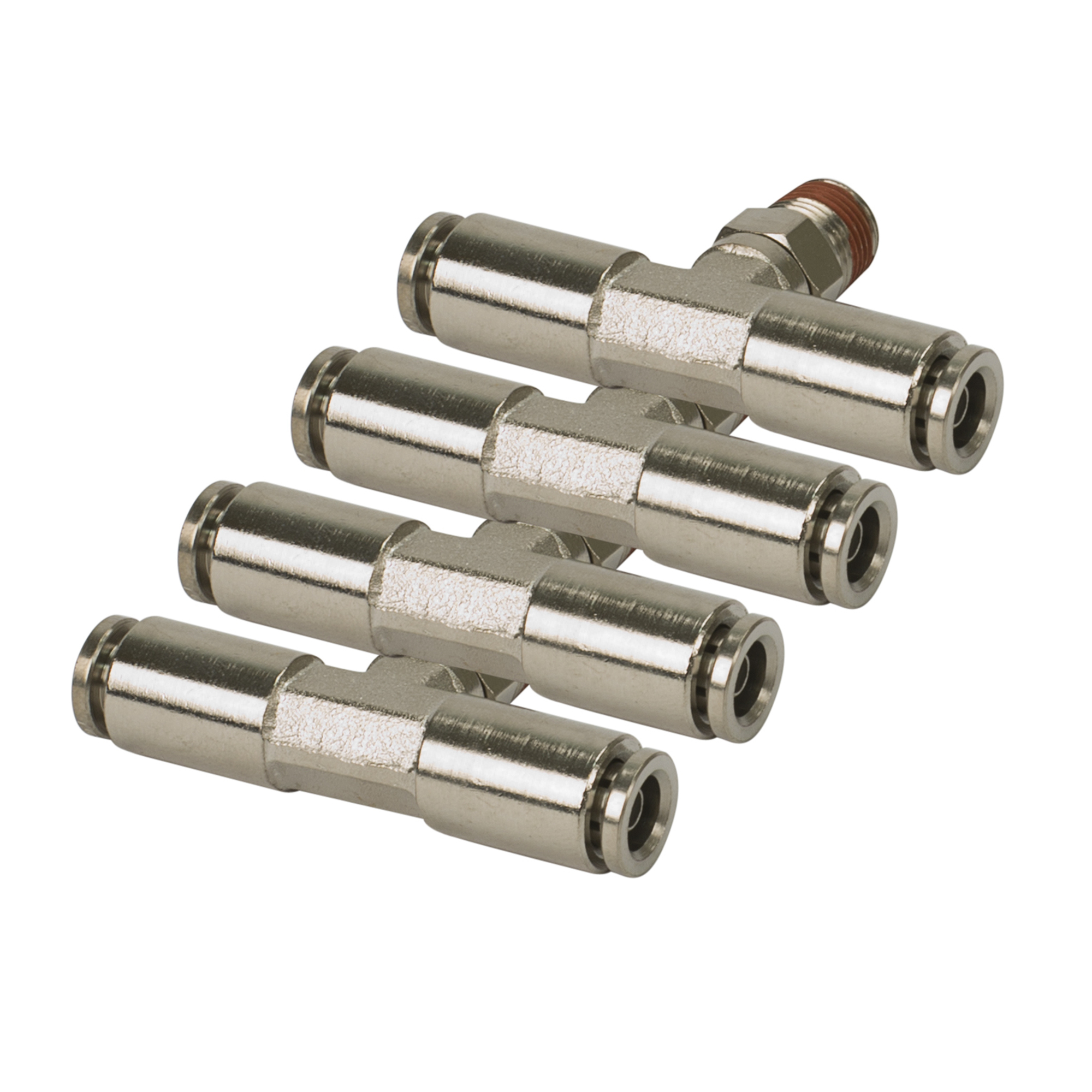 Viair Swivel T Push-to-Connect Fitting - 1/8in. NPT, Nickel-Plated Brass, Model# 11416